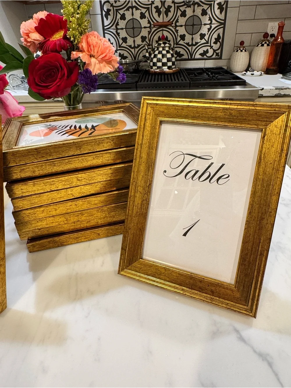 Set of 11 Gold 4”x6” Picture Frame Set for Home, Wedding Table Numbers or Photos